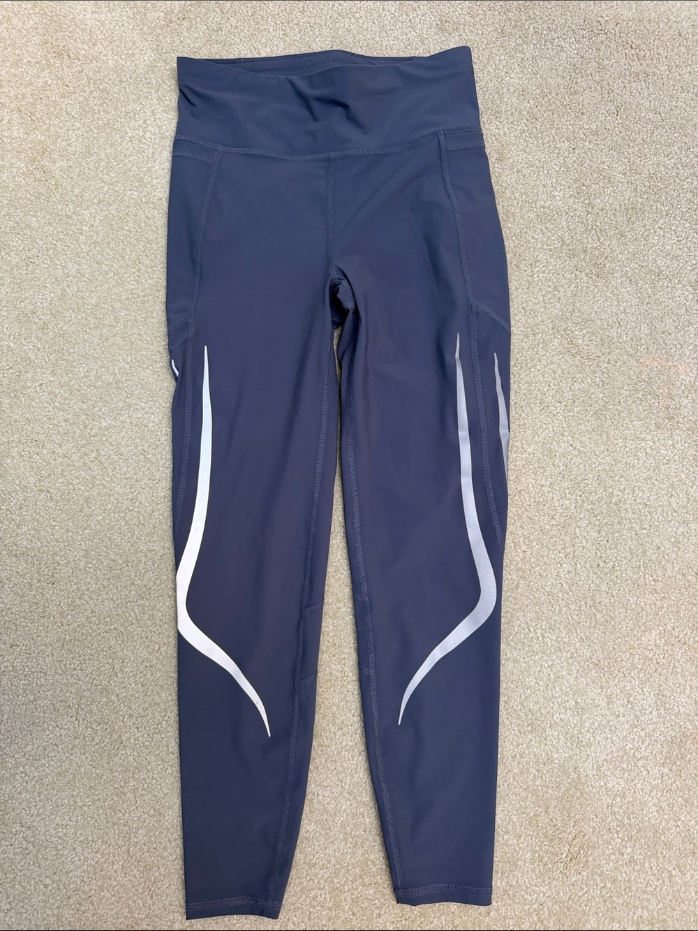 Sweaty Betty Navy Leggings with Silver Reflective Accents